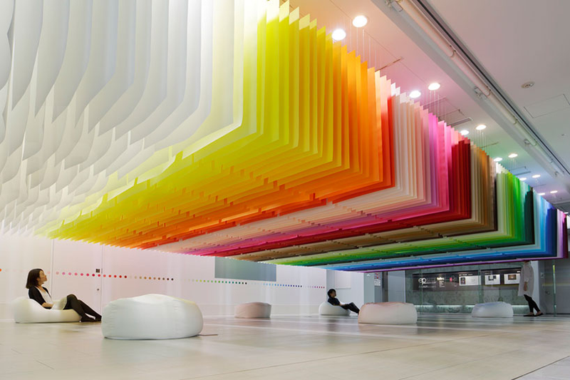 Illustration for article titled A Giant Paper Installation That Looks Like Sitting Inside a Rainbow